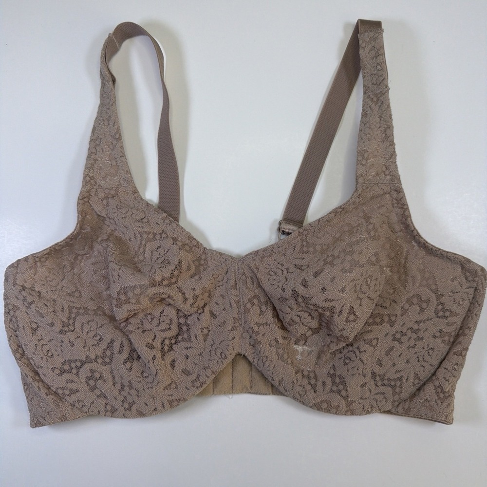 Wacoal Halo Lace Underwire Bra Women's US Size 36D Beige 65547 Back Closure